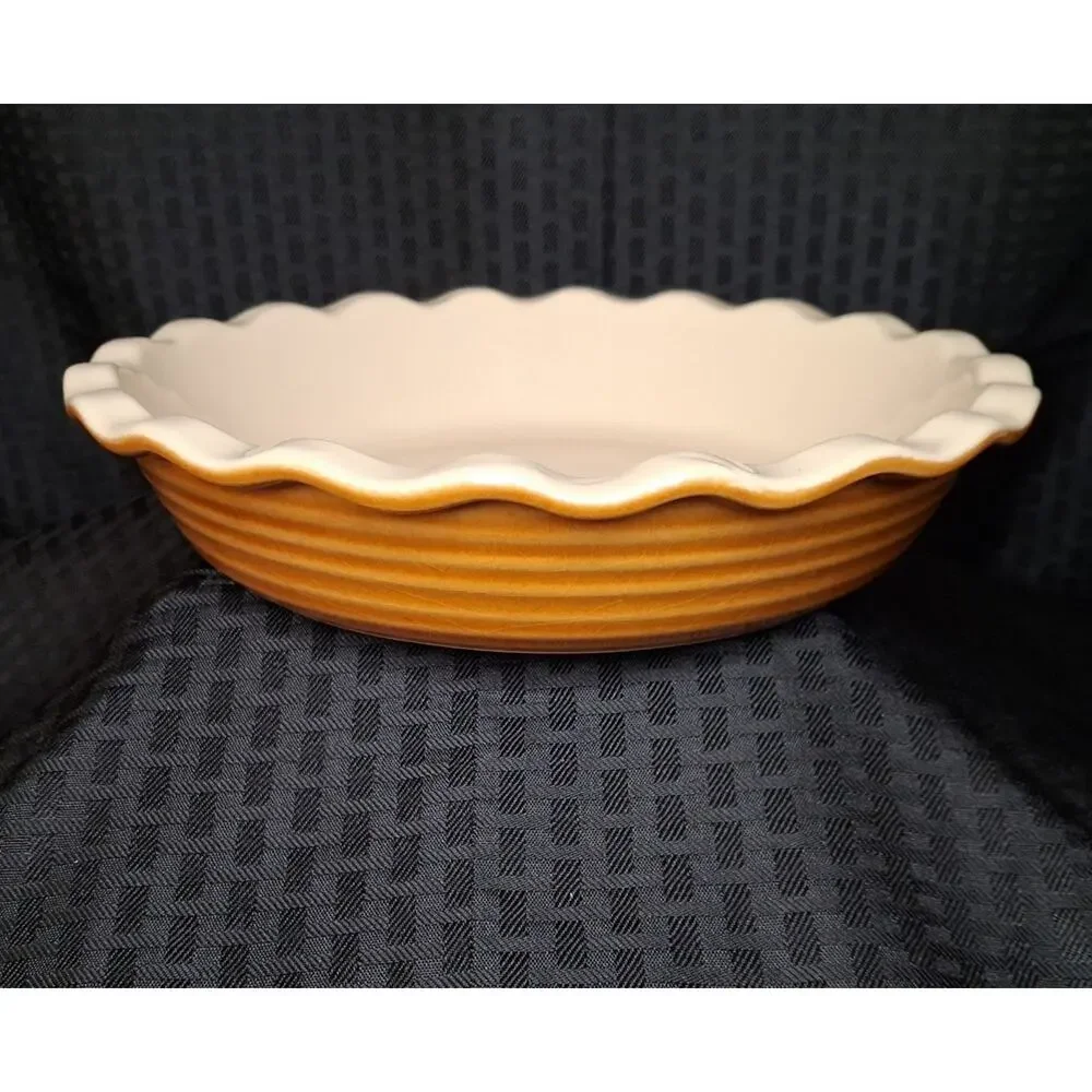 Emile Henry Scalloped Edge Pie Dish France 31-66 Provence Yellow Glaze 10”